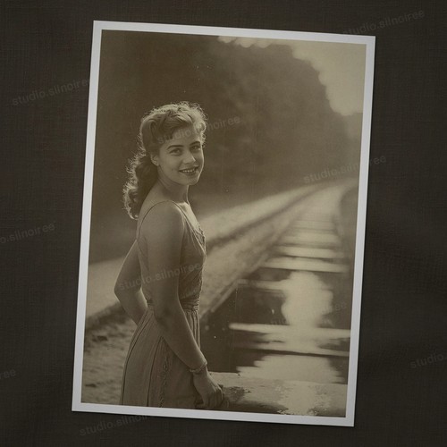 Vintage fotoabzug junge - sw,
