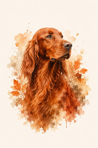 Irish setter warm - in, autumn